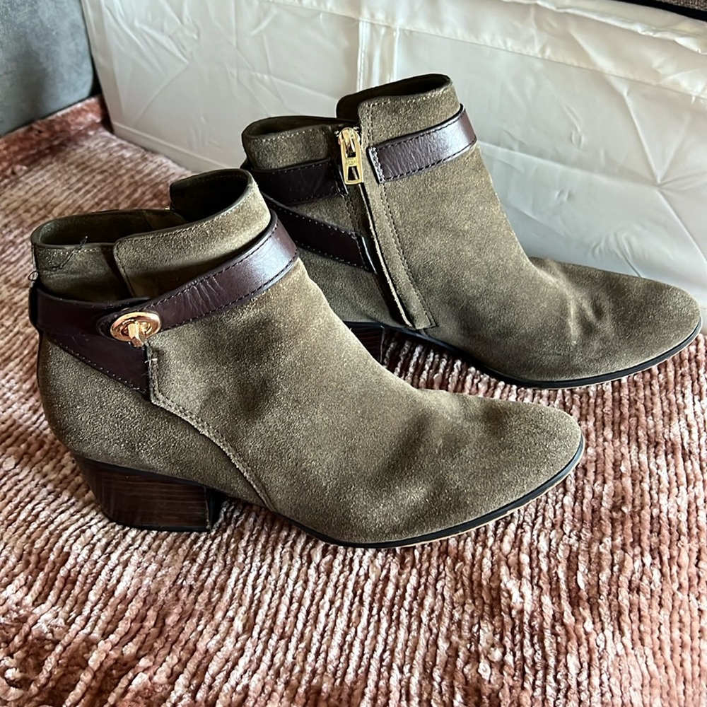Coach suede heeled booties